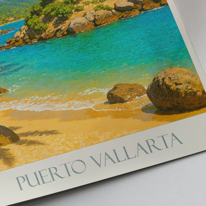 Puerto Vallarta Travel Poster, Mexico Vacation Art Print | Church of Guadalupe | Jalisco Home Decor Gift