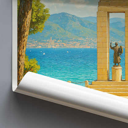 Reggio Calabria Travel Poster | Italy Coastal Monument View Print ~ Mediterranean Wall Art | Italian Home Decor Gift