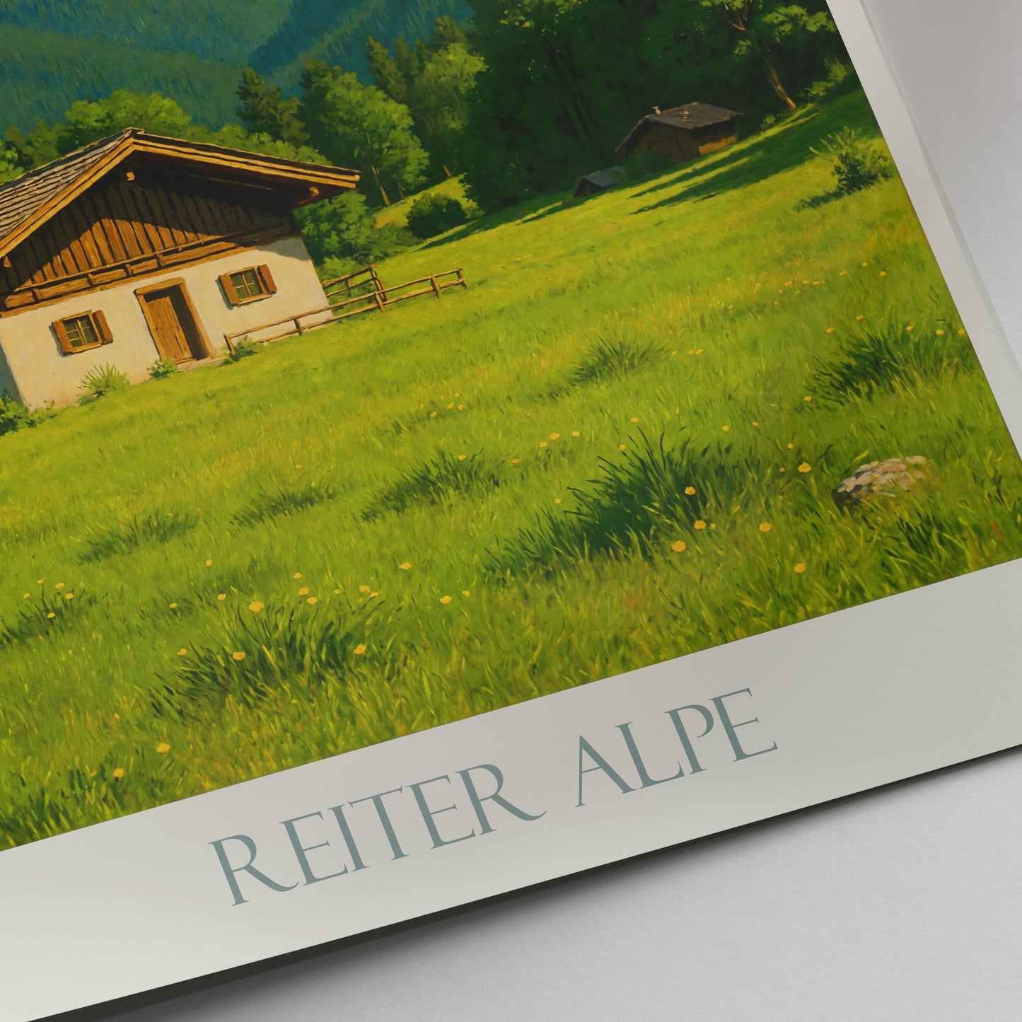 Reiter Alpe Travel Poster, Bavarian Alps | Rustic Mountain Chalet Art Print | Idyllic Alpine Home Decor & Gift