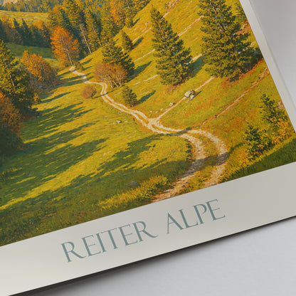 Reiter Alpe Travel Poster | German Alps Mountain Art Print | Autumn Landscape Nature Wall Decor | Bavaria Austria Home Gift