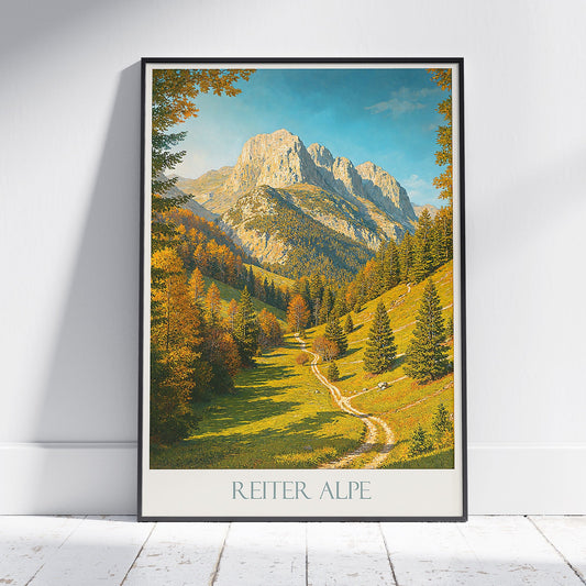 Reiter Alpe Travel Poster | German Alps Mountain Art Print | Autumn Landscape Nature Wall Decor | Bavaria Austria Home Gift