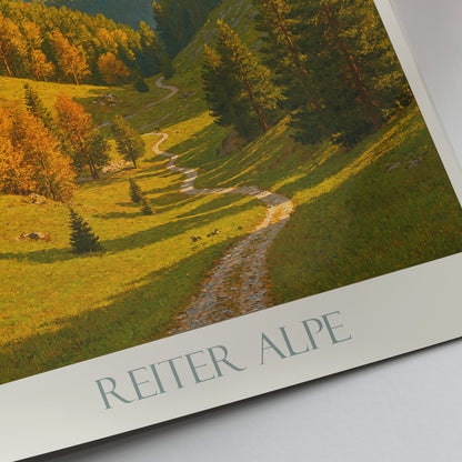 Reiter Alpe Travel Poster | German Alps Autumn Landscape Art Print | Bavaria Mountain Wall Decor | Hiking Trail Home Decor
