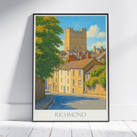Richmond Yorkshire Travel Poster | England Castle Town Art Print | Historic UK Destination Decor | British Wall Art Gift