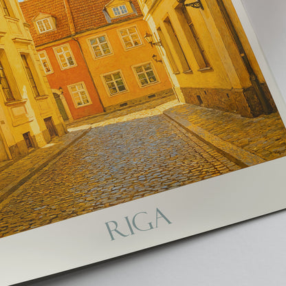 Riga Travel Poster | Old Town Latvia Art Print & European Cityscape Decor | Baltic Travel Gift