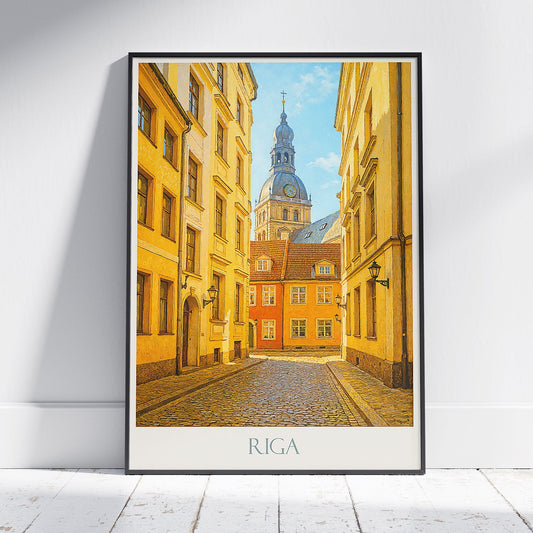 Riga Travel Poster | Old Town Latvia Art Print & European Cityscape Decor | Baltic Travel Gift