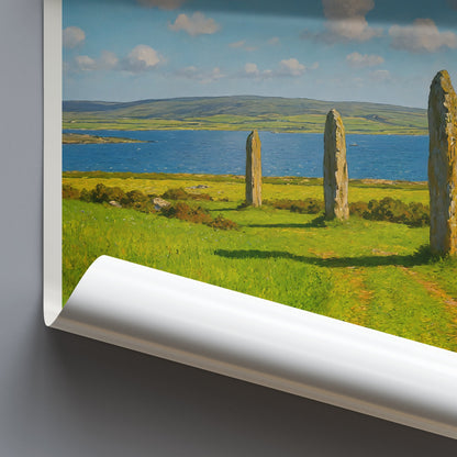 Ring of Brodgar Travel Poster, Orkney Scotland | Ancient Stone Circle Wall Art Print | Serene Landscape Home Decor
