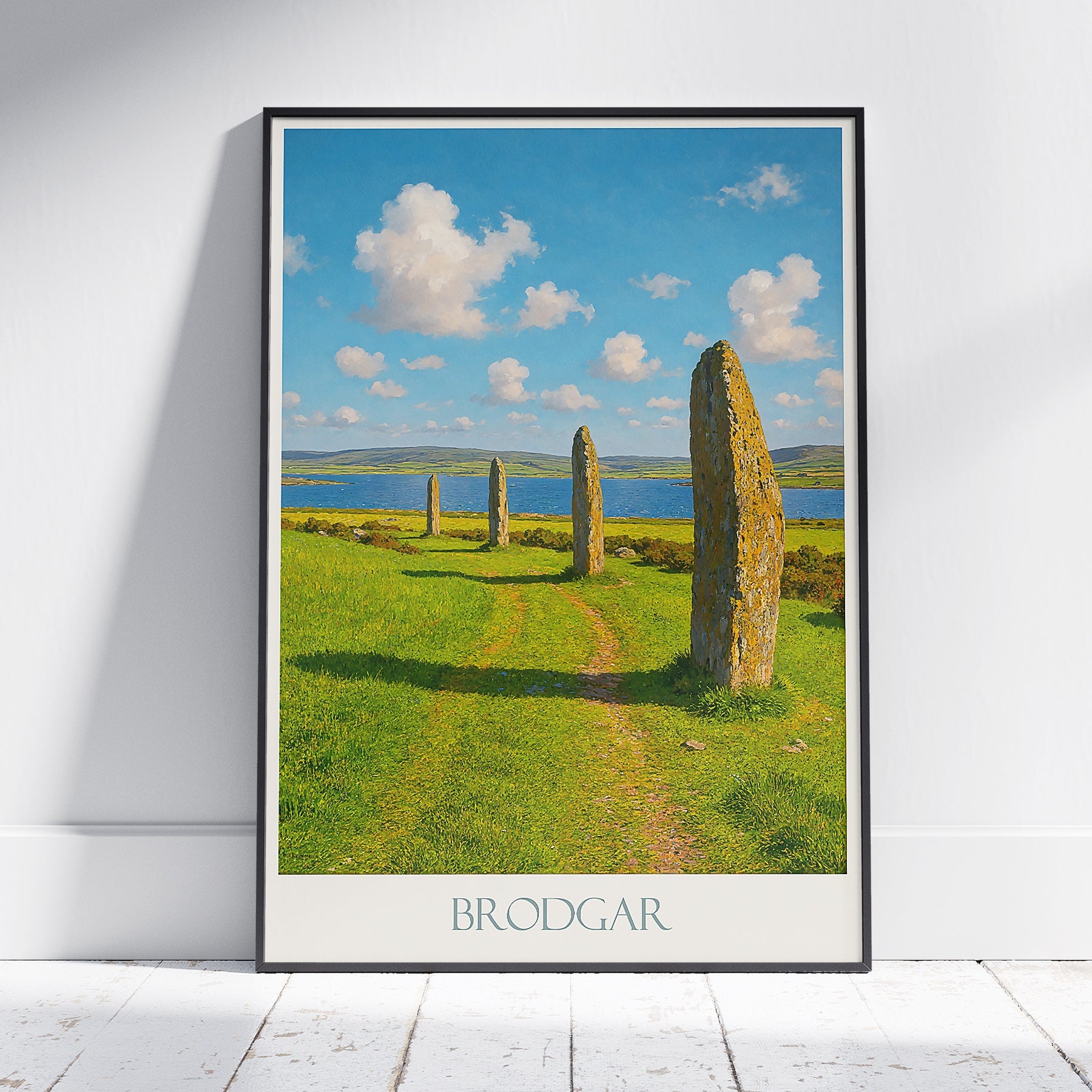 Ring of Brodgar Travel Poster, Orkney Scotland | Ancient Stone Circle Wall Art Print | Serene Landscape Home Decor