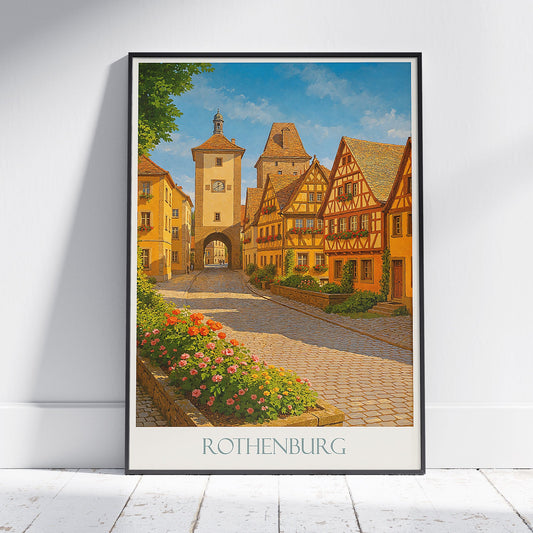 Rothenburg Travel Poster, Germany | Charming Medieval Town Art Print | Historic Bavarian Wall Decor