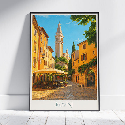Rovinj Travel Poster, Charming Old Town Street ~ Croatia Art Print & Home Decor | Mediterranean Vacation Gift