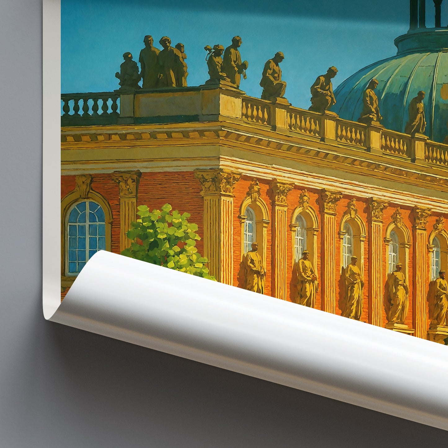 Potsdam Travel Poster, Sanssouci New Palace ~ Germany Baroque Art Print & Home Decor | Prussian Royal Palace Wall Art
