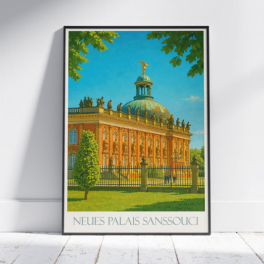 Potsdam Travel Poster, Sanssouci New Palace ~ Germany Baroque Art Print & Home Decor | Prussian Royal Palace Wall Art