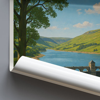 Scar House Reservoir Travel Poster | Yorkshire Dales England Art Print | Scenic Nature Landscape Wall Decor