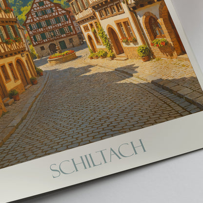 Schiltach Travel Poster, Medieval Market Square ~ Germany Half-Timbered Town Art | Historic Village Wall Decor Print