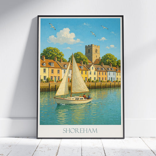 Shoreham Travel Poster | Riverside Serenity Art Print | UK Coastal Wall Decor