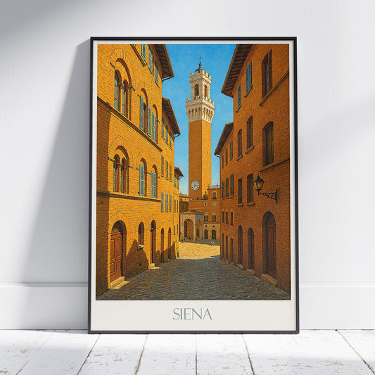 Siena Travel Poster, Medieval Pathway | Italy Wall Art Print | Tuscany Home Decor | Vintage Italian Art