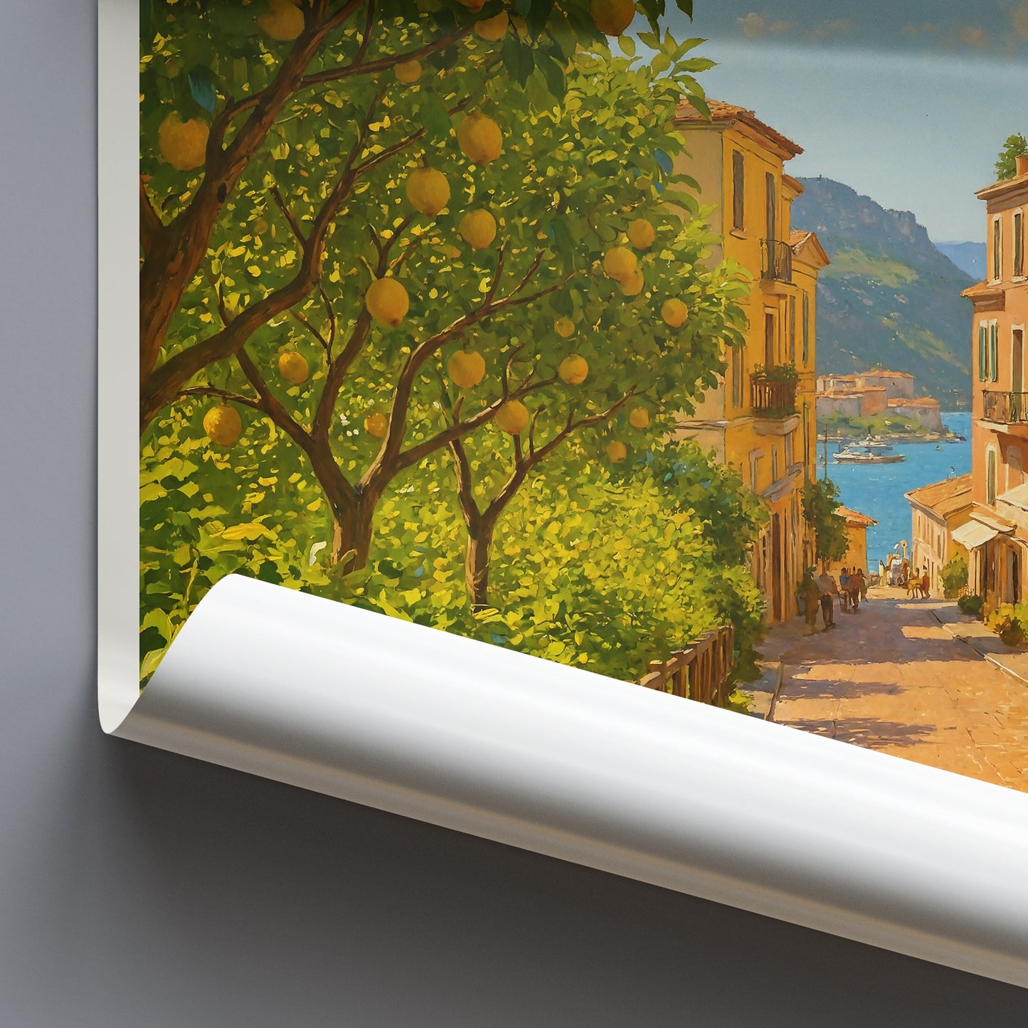 Sorrento Italy Travel Poster | Lemon Grove Scene Art Print | Coastal Mediterranean Wall Decor | Italian Vacation Gift