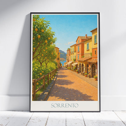 Sorrento Italy Travel Poster | Lemon Grove Scene Art Print | Coastal Mediterranean Wall Decor | Italian Vacation Gift
