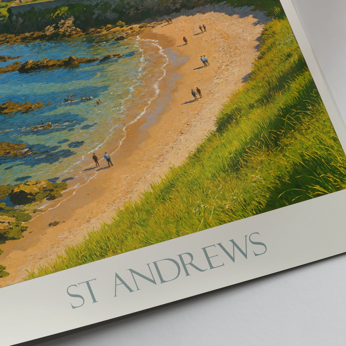 St Andrews Travel Poster, Scotland Coastal View ~ Cathedral Ruins Wall Art Print | Scottish Home Decor | Personalized Vacation Gift