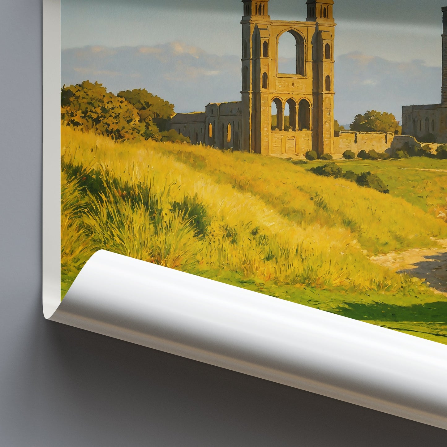 St Andrews Cathedral Poster | Scotland Travel Print | Sunlit Ruins Wall Art | Historic Golf Decor