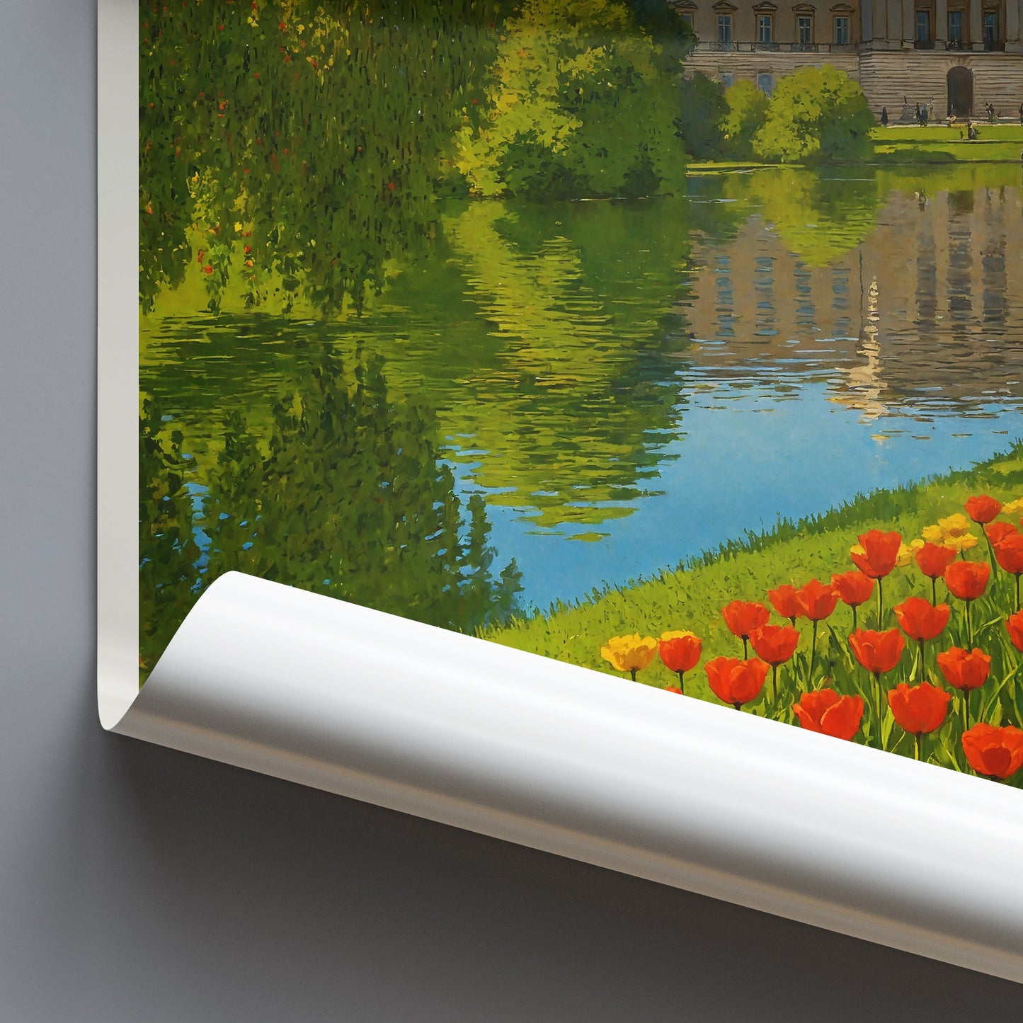 St. James's Park London Travel Poster, Buckingham Palace Spring Flowers Art Print | UK City Park Wall Decor | British Royal Landmark Gift