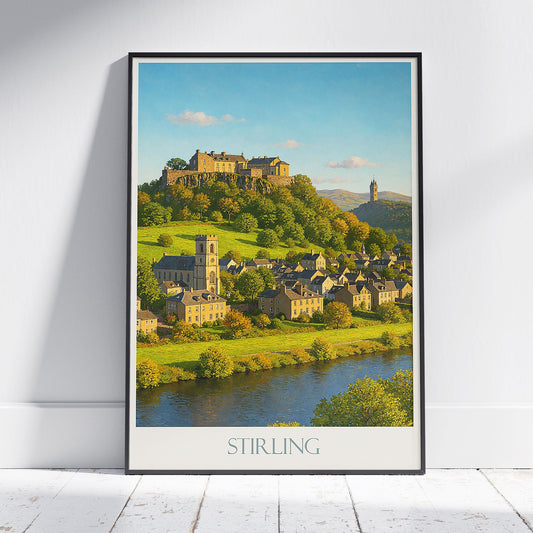 Stirling Travel Poster - Scotland Castle Wall Art | Historic Scottish Landscape Print | Charming Vacation Home Decor