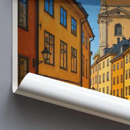 Stockholm Travel Poster | Gamla Stan Old Town View | Sweden Cityscape Art Print | European Home Decor Gift