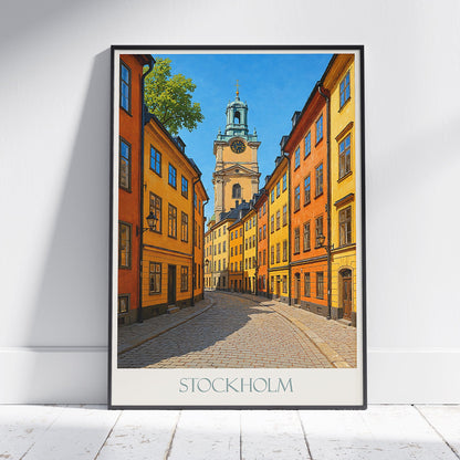 Stockholm Travel Poster | Gamla Stan Old Town View | Sweden Cityscape Art Print | European Home Decor Gift