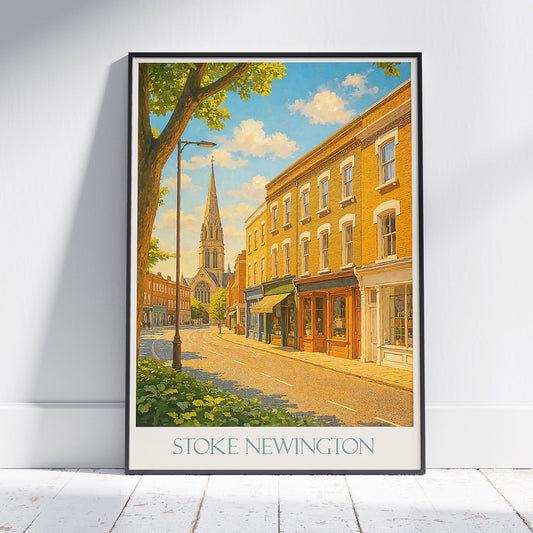 Stoke Newington London Travel Poster | Charming UK Street View Art Print | British Home Decor Wall Art