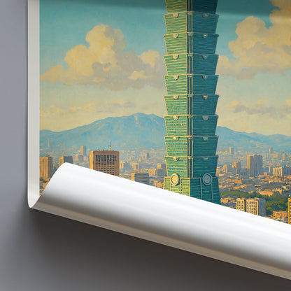 Taipei Travel Poster, Taipei 101 Art Print | Vibrant Cityscape Decor | Taiwan Home Wall Art Gift