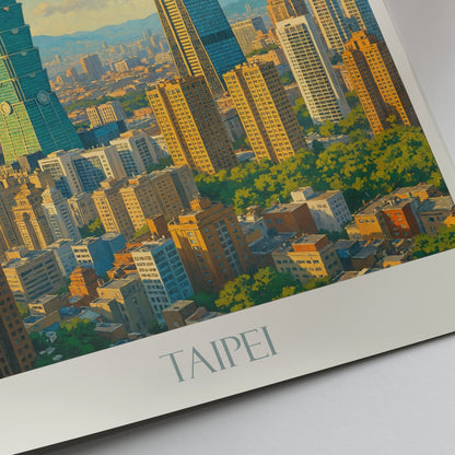 Taipei Travel Poster, Taipei 101 Art Print | Vibrant Cityscape Decor | Taiwan Home Wall Art Gift