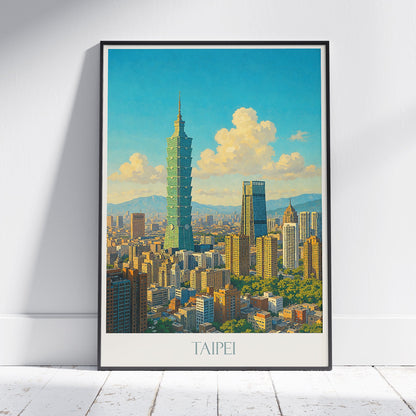 Taipei Travel Poster, Taipei 101 Art Print | Vibrant Cityscape Decor | Taiwan Home Wall Art Gift