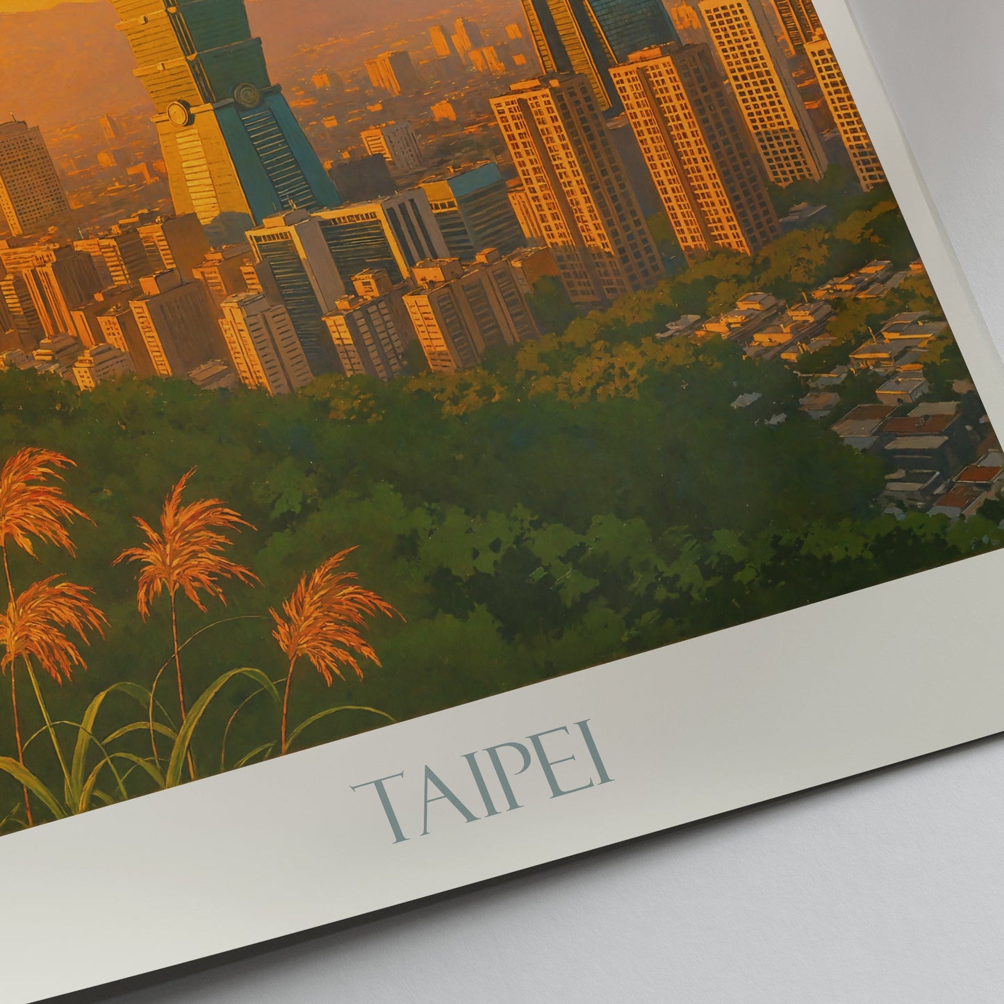 Taipei Travel Poster, Sunset Cityscape ~ Taiwan Art Print | Modern Wall Decor | Iconic Taipei 101 Art