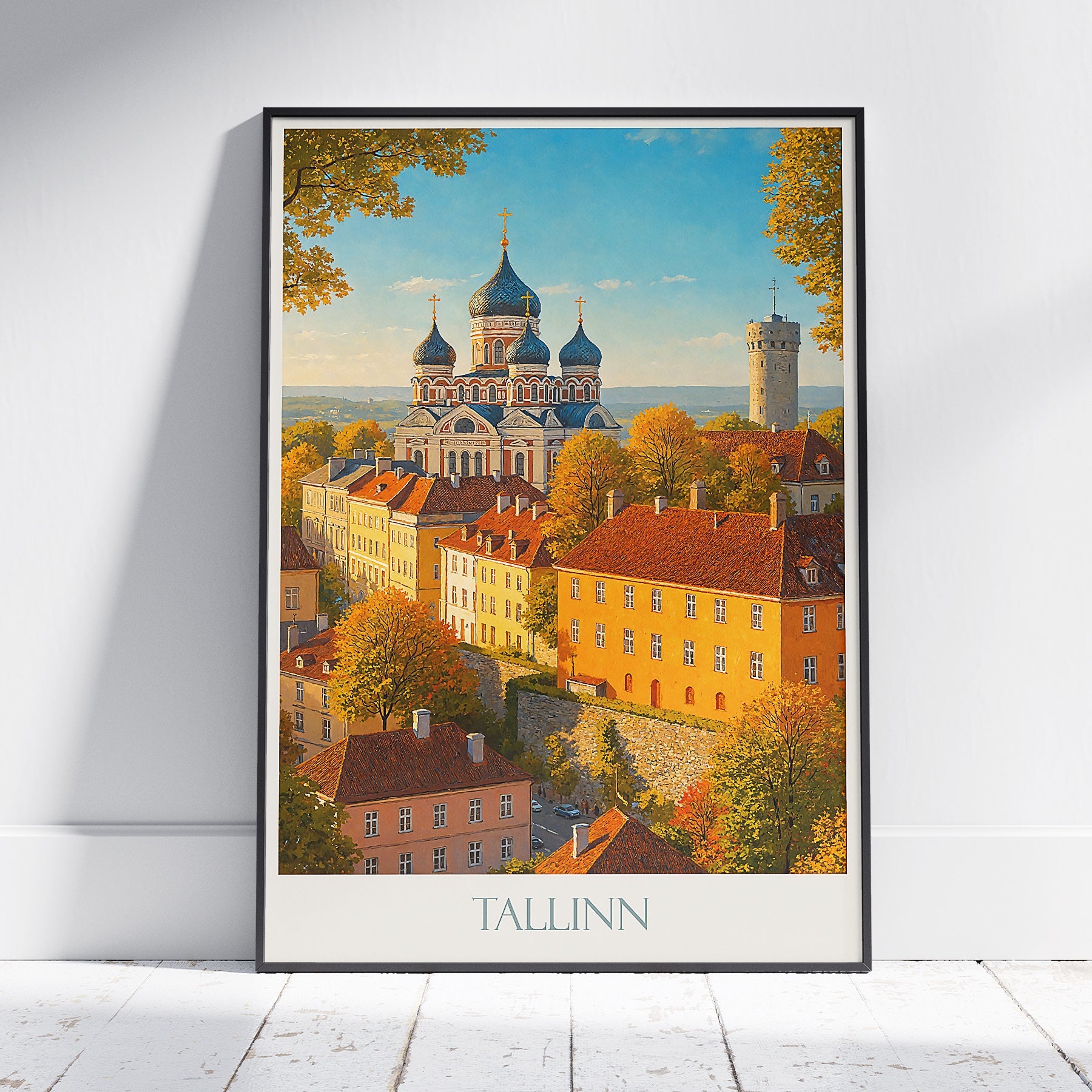 Tallinn Travel Poster, Medieval Old Town Street ~ Vibrant Estonia Art Print | European City Wall Art | Baltic Travel Gift