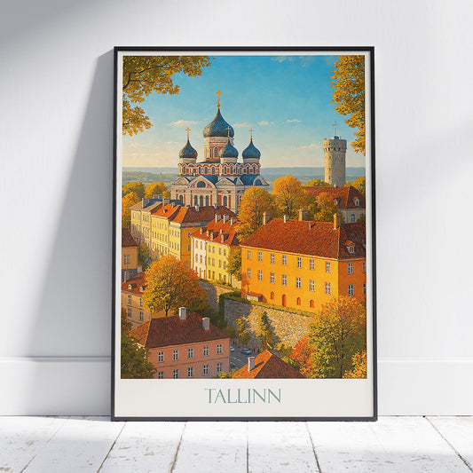 Tallinn Travel Poster, Medieval Old Town Street ~ Vibrant Estonia Art Print | European City Wall Art | Baltic Travel Gift