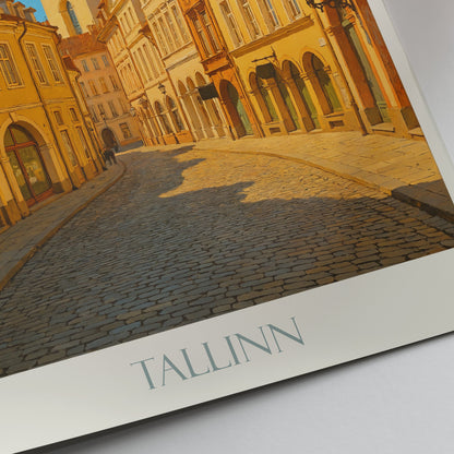 Tallinn Old Town Travel Poster | Estonia Painted Cityscape Art Print | Historic Europe Wall Decor | Personalized Gift