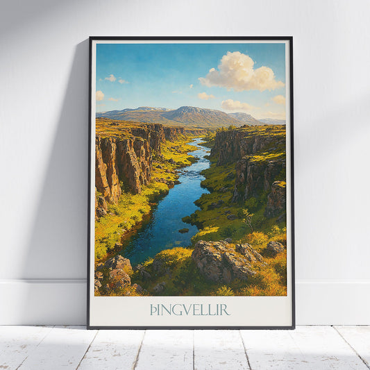 Thingvellir Travel Poster | Iceland National Park Art Print | Stunning Landscape Wall Decor | Nordic Gift Idea