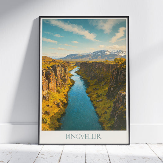 Thingvellir National Park Travel Poster | Iceland Landscape Art Print | Nordic Nature Wall Decor | Unique Gift