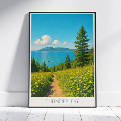 Thunder Bay Travel Poster | Sleeping Giant Landscape Art Print | Ontario Wall Decor | Canadian Nature Gift