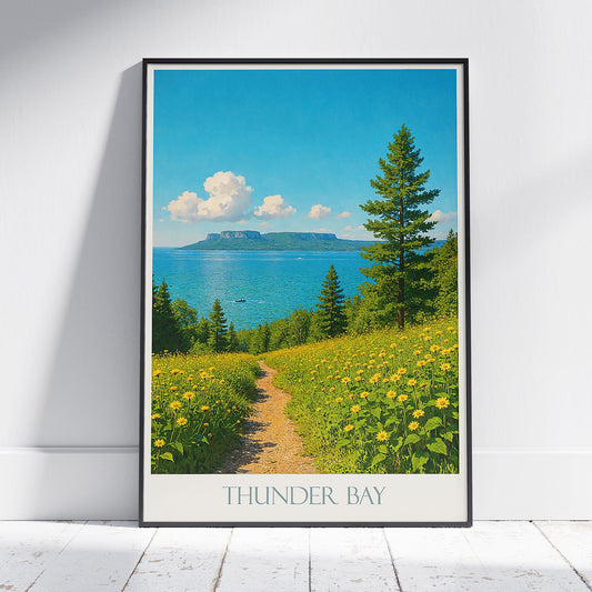 Thunder Bay Travel Poster | Sleeping Giant Landscape Art Print | Ontario Wall Decor | Canadian Nature Gift