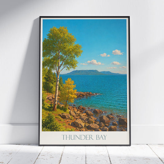 Thunder Bay Travel Poster, Lake Superior ~ Sleeping Giant Art Print | Canada Wall Decor | Vintage Style Gift