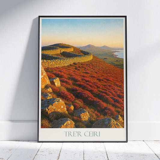 Tre'r Ceiri Travel Poster, Wales Hillfort Art Print | Snowdonia Landscape Decor | Ancient Ruin Wall Art | Welsh Gift