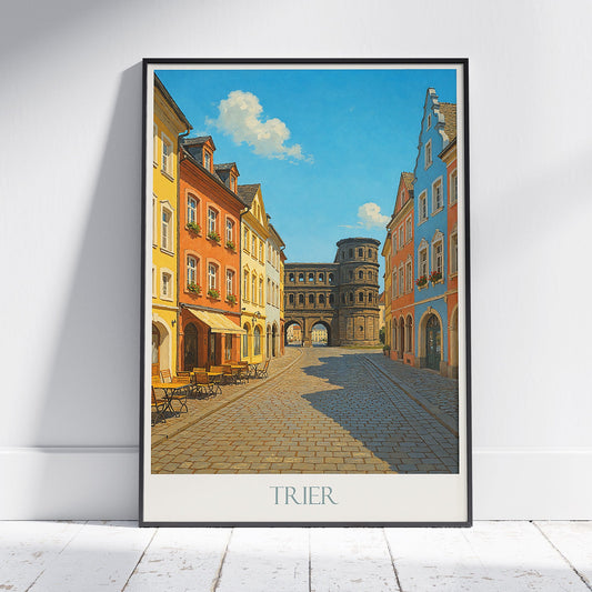 Trier Travel Poster, Porta Nigra Gate ~ Germany Vibrant Cityscape Art Print | Historic European Wall Decor
