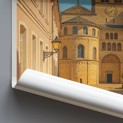 Trier Cathedral Travel Poster, Germany Cityscape Art Print | Medieval Architecture Wall Art & Home Decor | Old Town Souvenir Gift