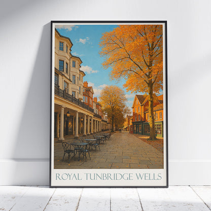 Royal Tunbridge Wells Travel Poster, Tunbridge Wells Street ~ England Autumn Art Print | UK Cityscape Wall Decor