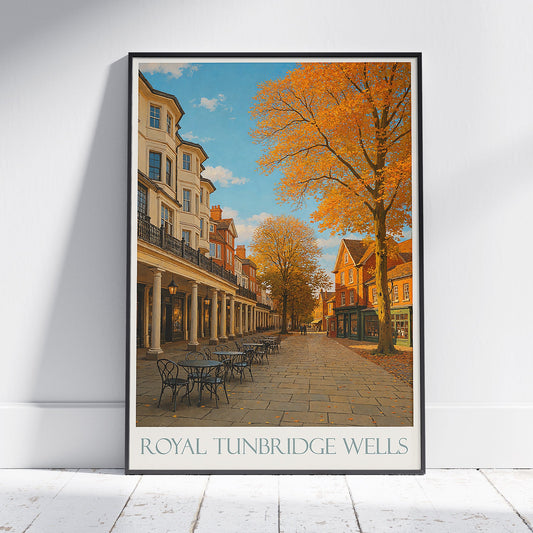Royal Tunbridge Wells Travel Poster, Tunbridge Wells Street ~ England Autumn Art Print | UK Cityscape Wall Decor