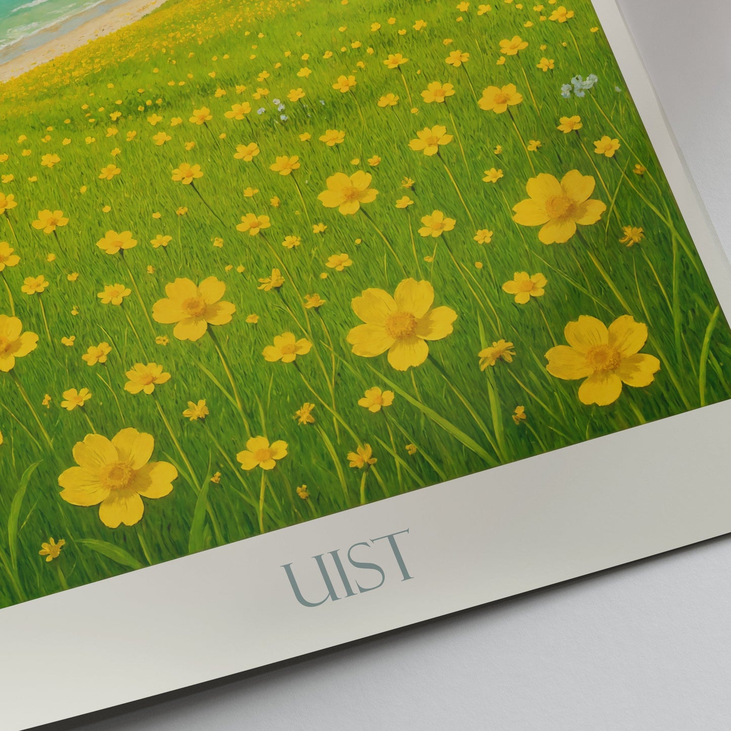 Uist Travel Poster, Outer Hebrides Scotland Art Print | Wildflower Meadow Coastal Landscape Wall Art | Isle of Uist Nature Decor