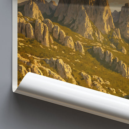 Velebit Peaks Travel Poster, Croatia Mountain Art Print ~ Golden Hour Landscape Wall Decor | Croatian Nature Gift