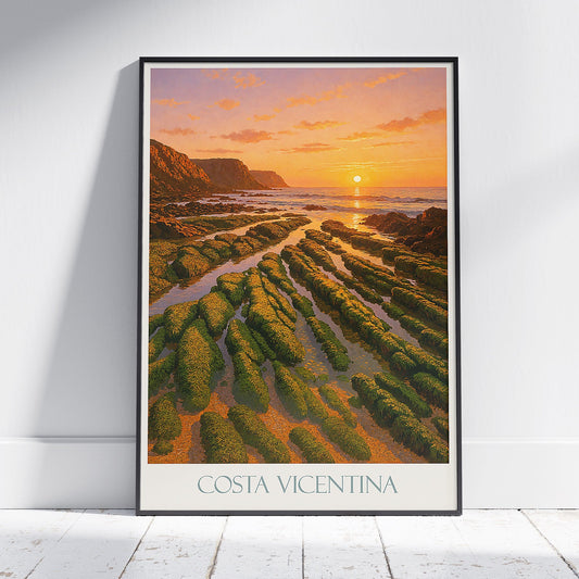 Costa Vicentina Travel Poster | Portugal Sunset Print | Coastal Wall Art Decor | Ocean Lover Gift