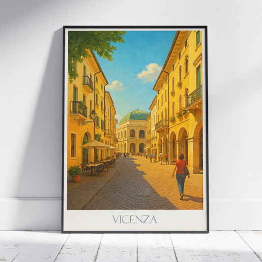 Vicenza Travel Poster | Palladian Street Italy Art Print | Historic Cityscape Wall Decor | Italian City Gift