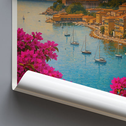 Villefranche-sur-Mer Travel Poster, French Riviera Art Print | Mediterranean Coastal Wall Decor | Summer Vacation Gift